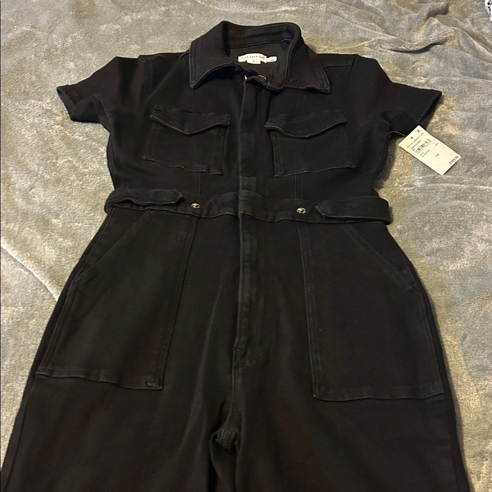 Good American Jet Black Straight Leg Jumpsuit
